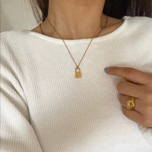 Load image into Gallery viewer, Old English Letters Lock Necklace Gold