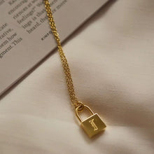 Load image into Gallery viewer, Old English Letters Lock Necklace Gold